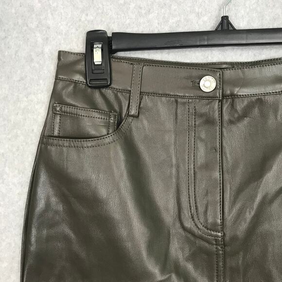 90s Y2K Truth Faux Leather Skirt Green Mini Academia Festival Western Army Olive - Picture 2 of 9